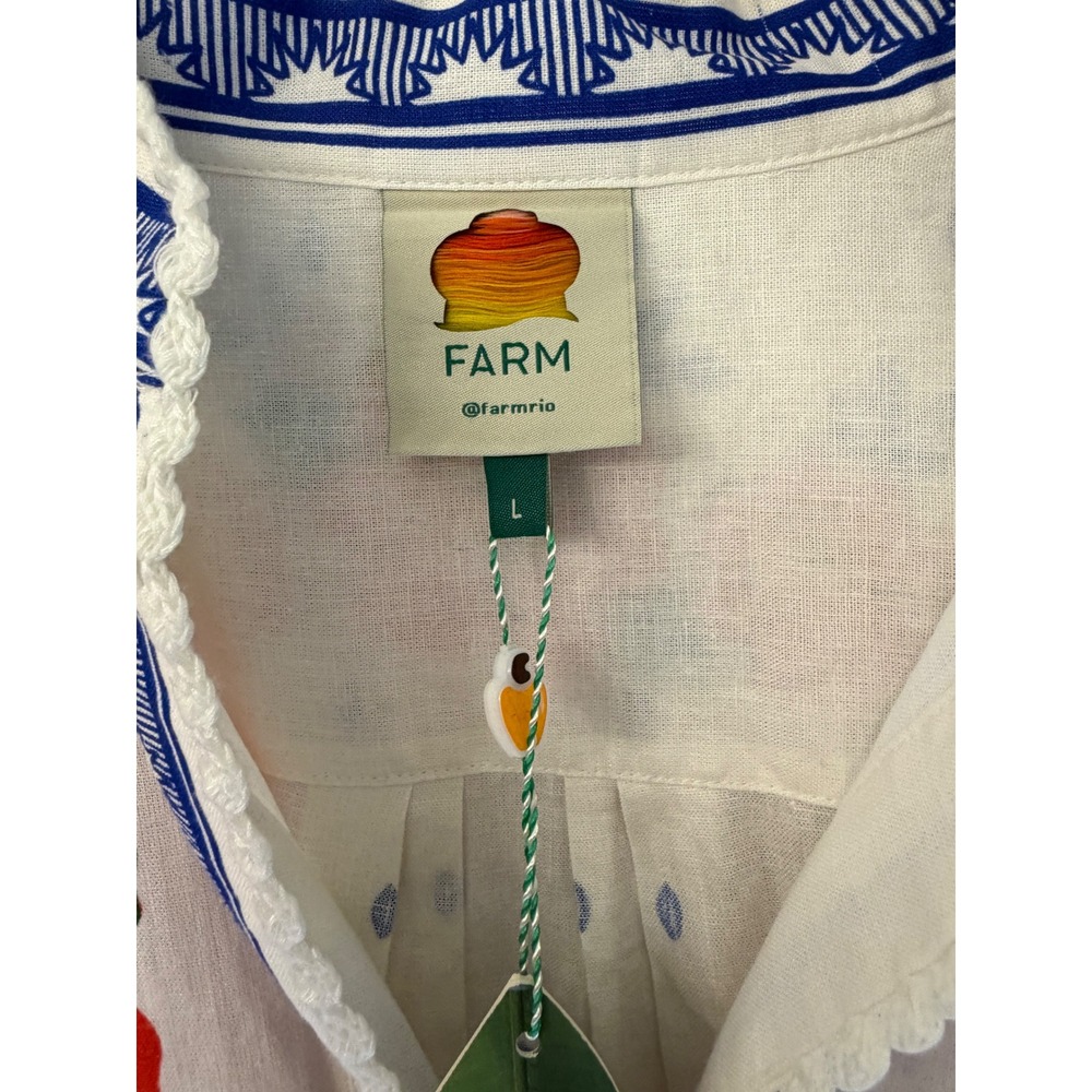 Farm Rio Flowers Beach Off White Floral Embroidered Midi Dress L NEW 322611 - Picture 4 of 10